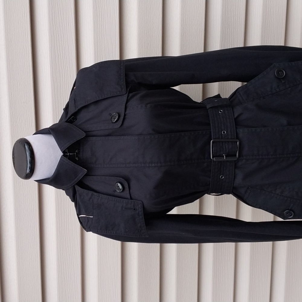 Burberry Black Trench Coat with Check Lining - Picture 3 of 14